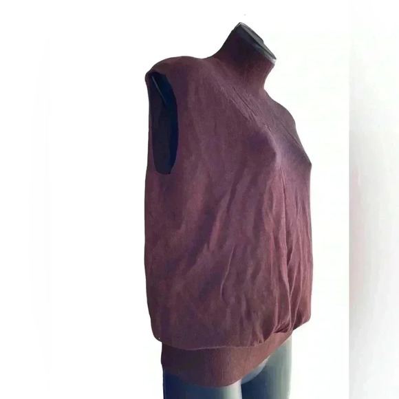 Ann Taylor NWT Woman Size M brown Sleeveless Viscose blend Turtle neck sz S - Picture 4 of 6